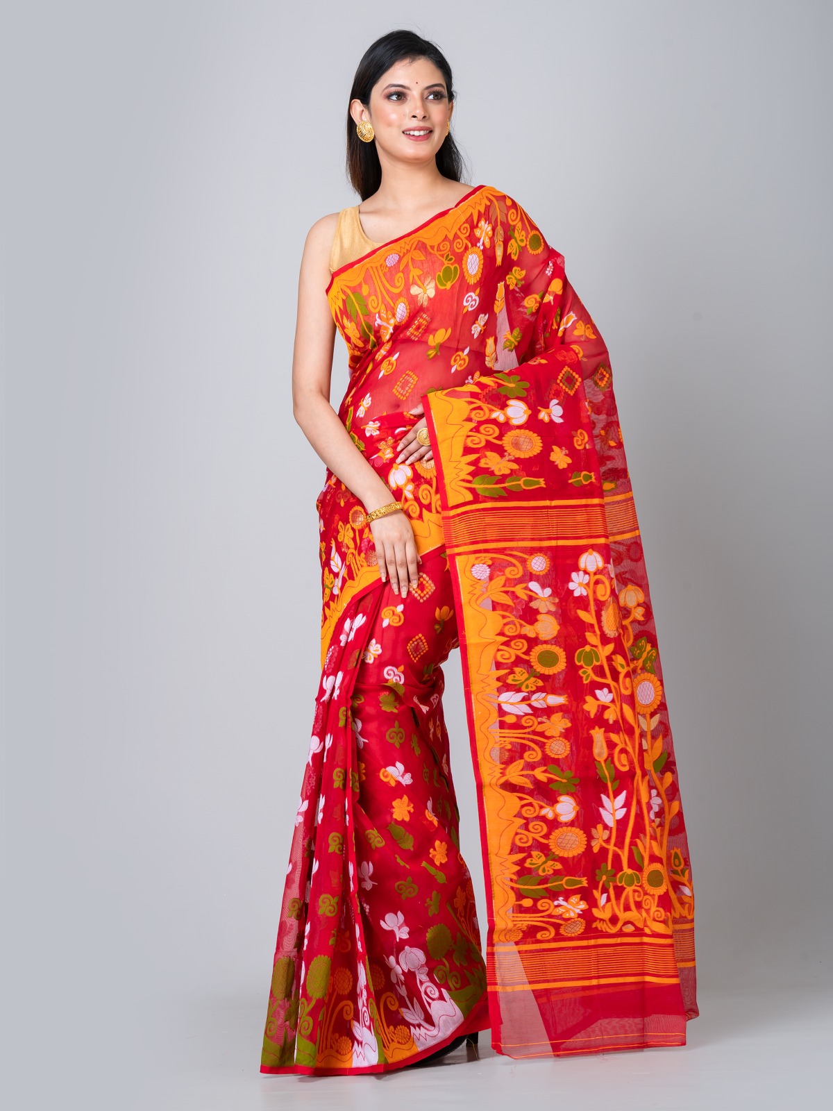 A3-19 Allover Soft Surja Jamdani Saree Without B.P. - Image 1
