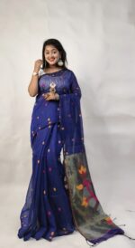 Parrot Buti Slab Khadi Saree With B.P. - Image 2
