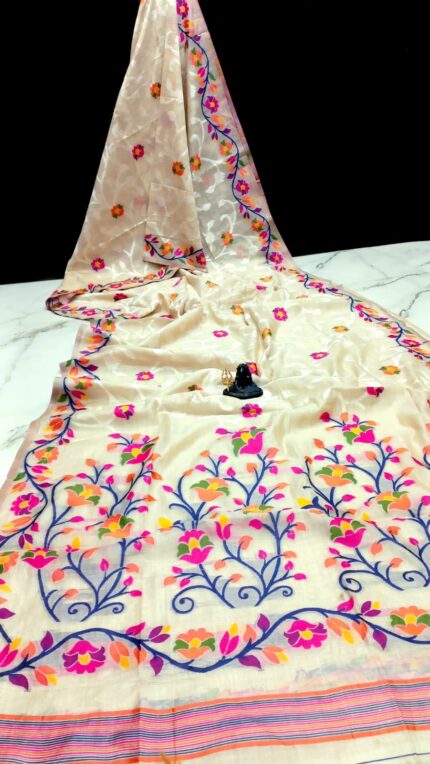 Tassar Tantuja Lota Ful Design Saree With Worked B.P.