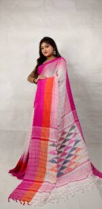 New Khadi Vanga Kaj Buti Design Saree With B.P. - Image 4