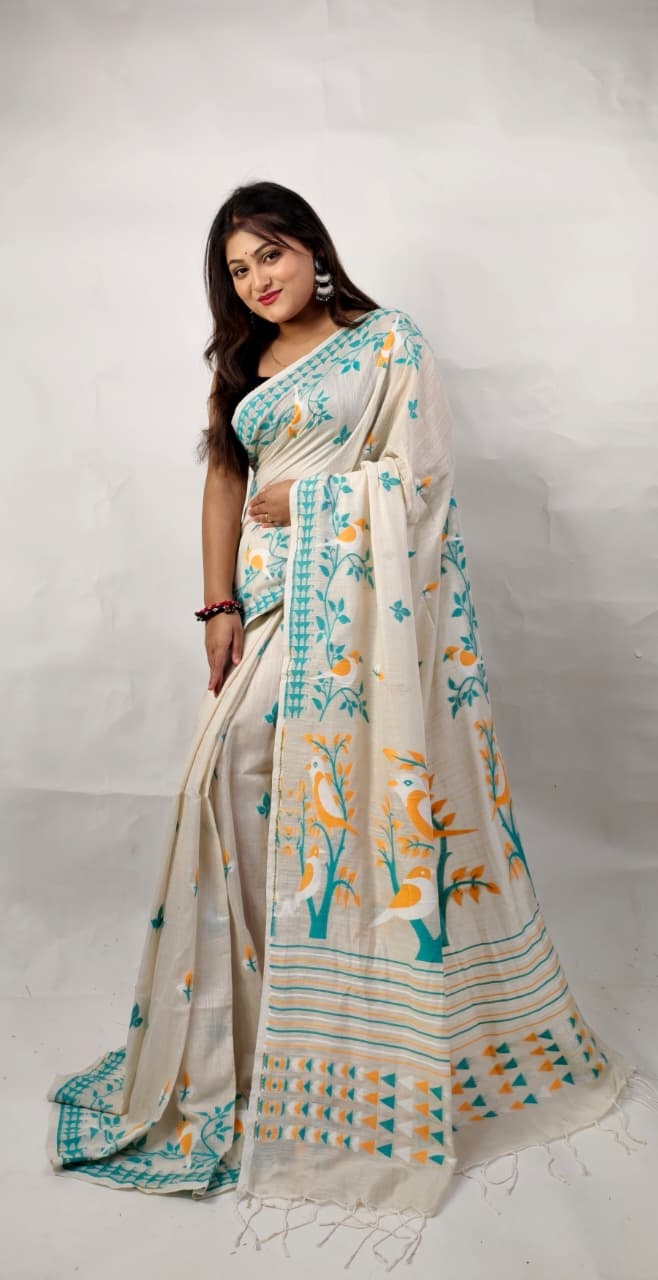 F3 New Khadi Pakhi & Lota Buti Design Saree With B.P. - Image 1