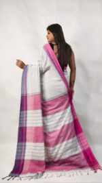 Khadi Cotton Checks Saree With B.P. - Image 3