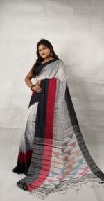New Khadi Vanga Kaj Buti Design Saree With B.P. - Image 3