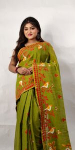 New Khadi Pakhi & Lota Buti Design Saree With B.P. - Image 2