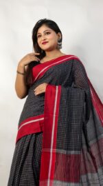 Khadi Cotton Checks Saree With B.P. - Image 2