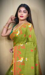 New Khadi Pakhi & Lota Buti Design Saree With B.P. - Image 2