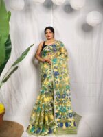 Elegant Floral Jamdani Style Soft Resham Saree with Running B.P.