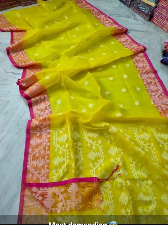 D Moslin Karat Design Jamdani Saree With B.P. - Image 1