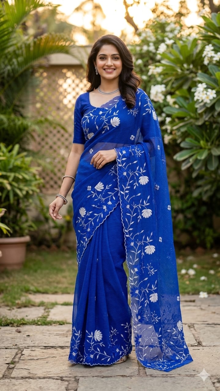 I All Over Work Resam Kotha Embroidery Design Handloom Saree Without B.P. - Image 1
