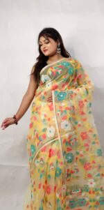 Elegant Floral Jamdani Style Soft Resham Saree with Running B.P. - Image 2