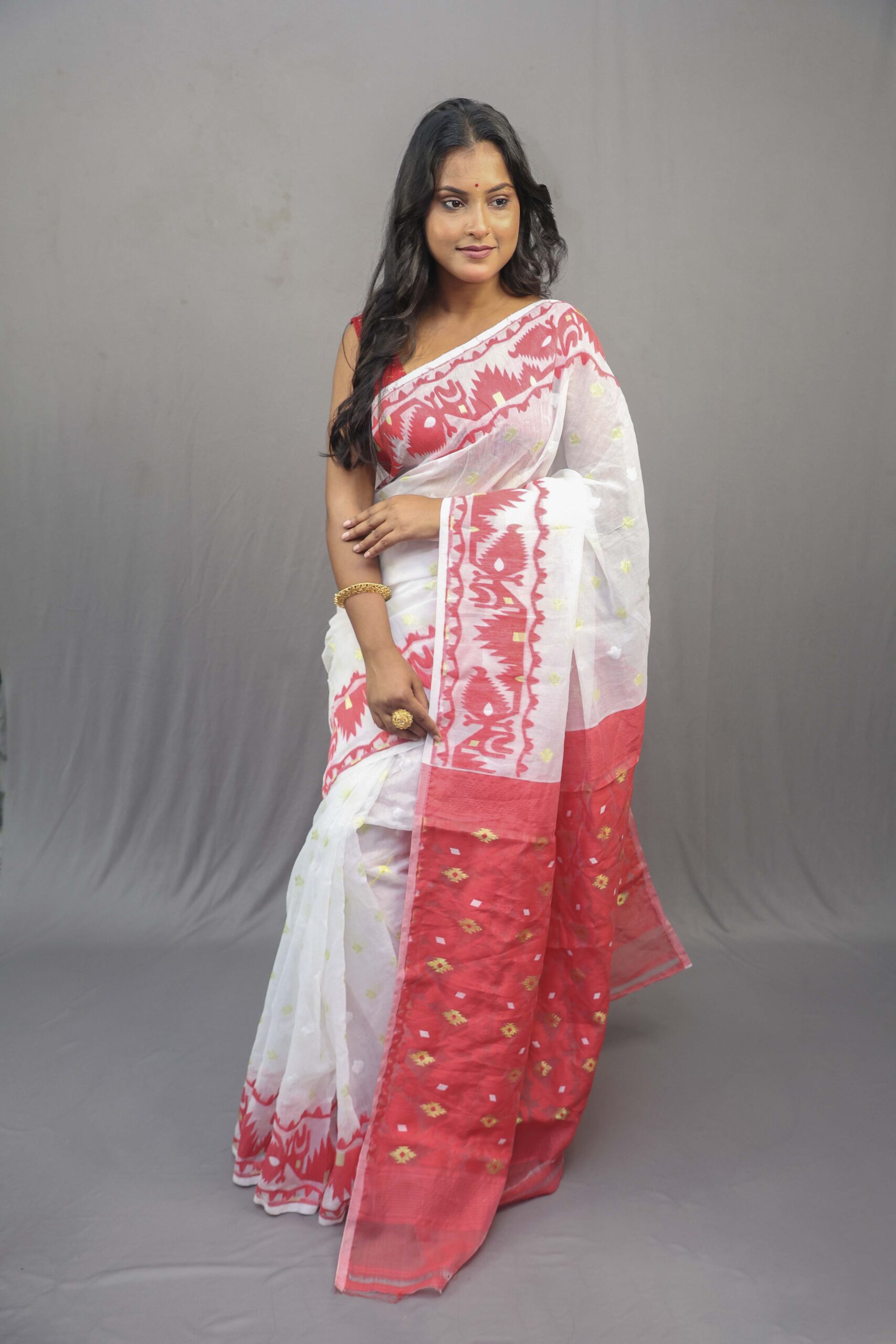 A Pradip Buti Jamdani Saree Without B.P. - Image 1