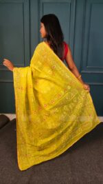 All Over Moslin Jamdani Saree With Hand Aari Kardana Work With Matching Embellished B.P. - Image 2