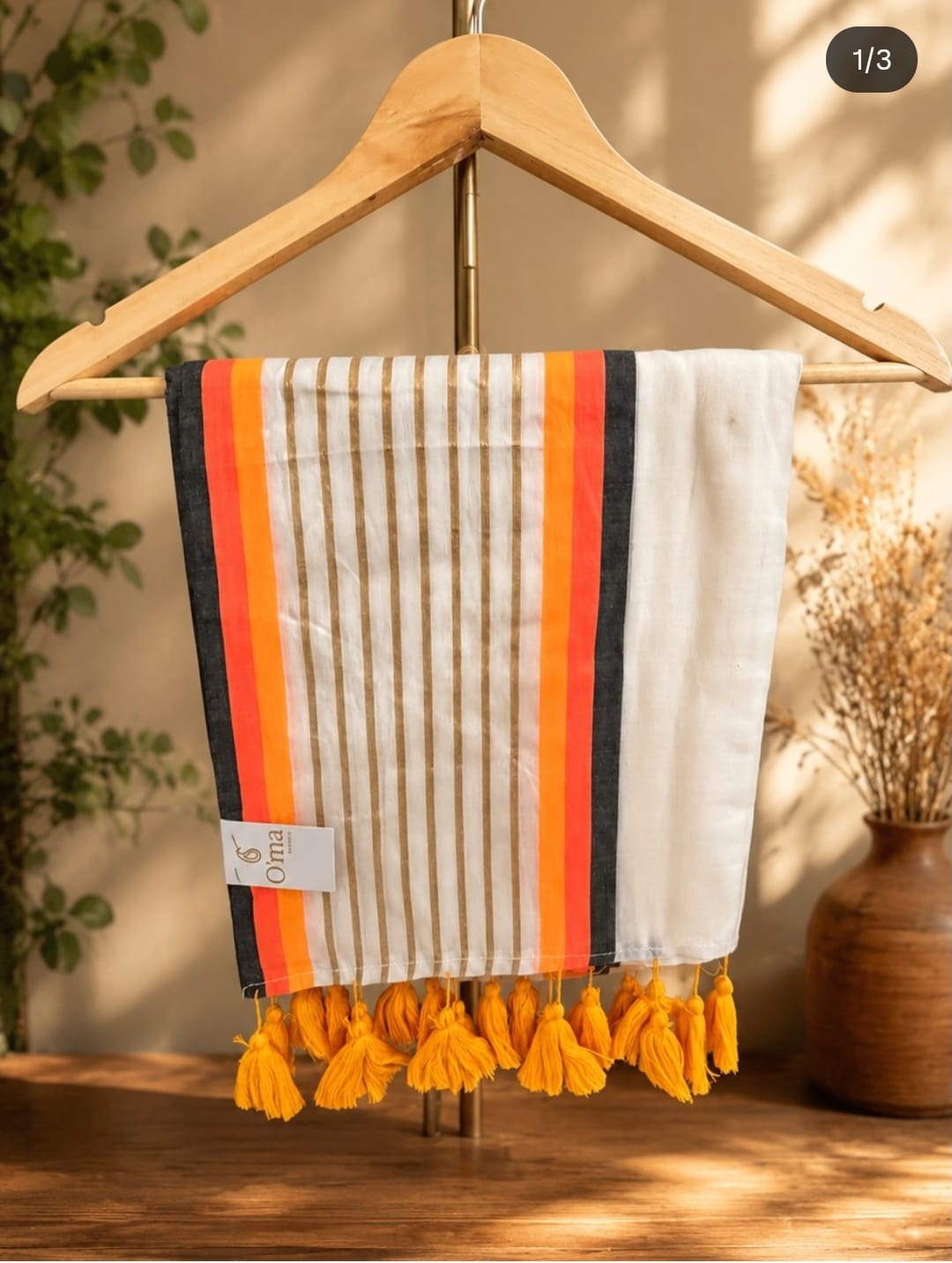 0000 Premium Handloom Mal Cotton Saree with Contrast Border & Tassel Pallu With B.P. - Image 1