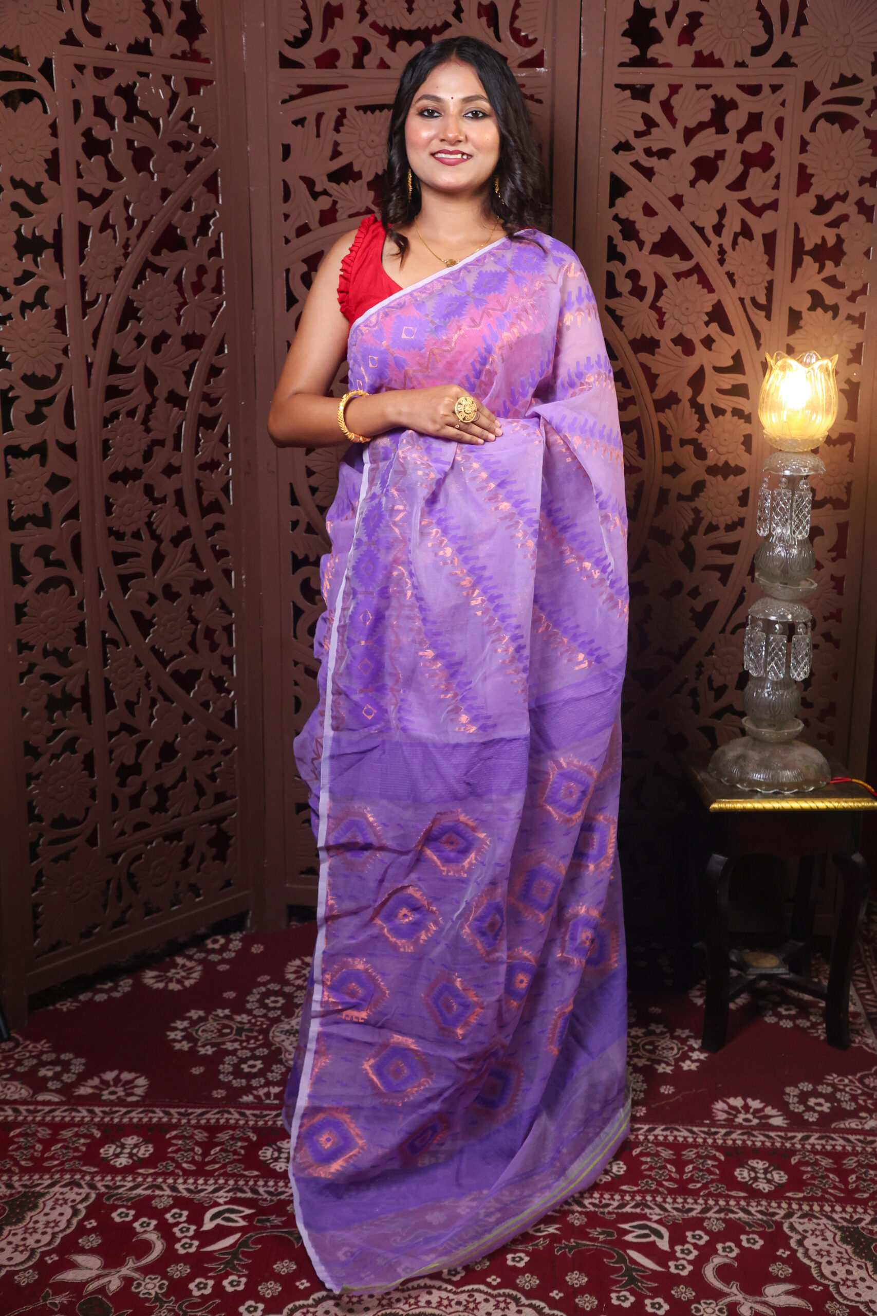 A New Allover Chakro Jamdani Saree With B.P. - Image 1