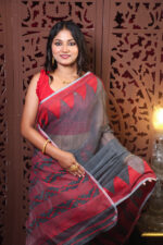 Cotton Silk Tample Jamdani Saree With B.P. - Image 3