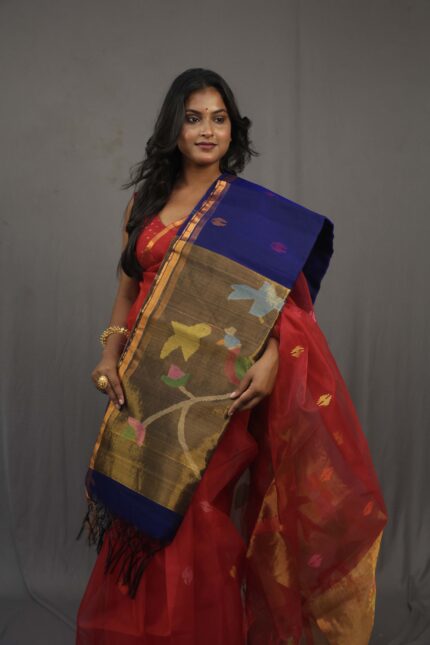 Allover Moslin Bird Pallu Saree With B.P.